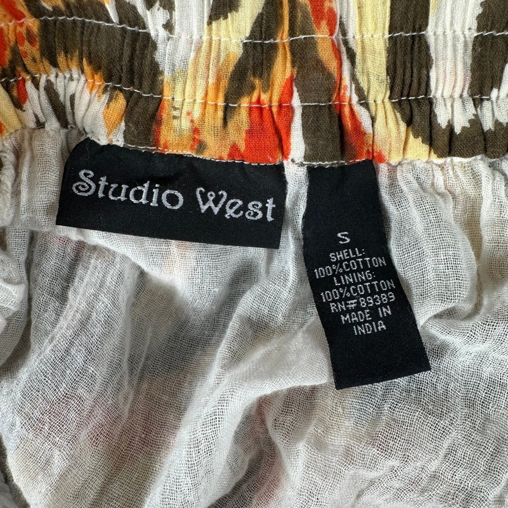 Studio West Maxi Skirt Women S Multicolor Boho Ikat Cotton Flowy Festival Hippie - Picture 3 of 5